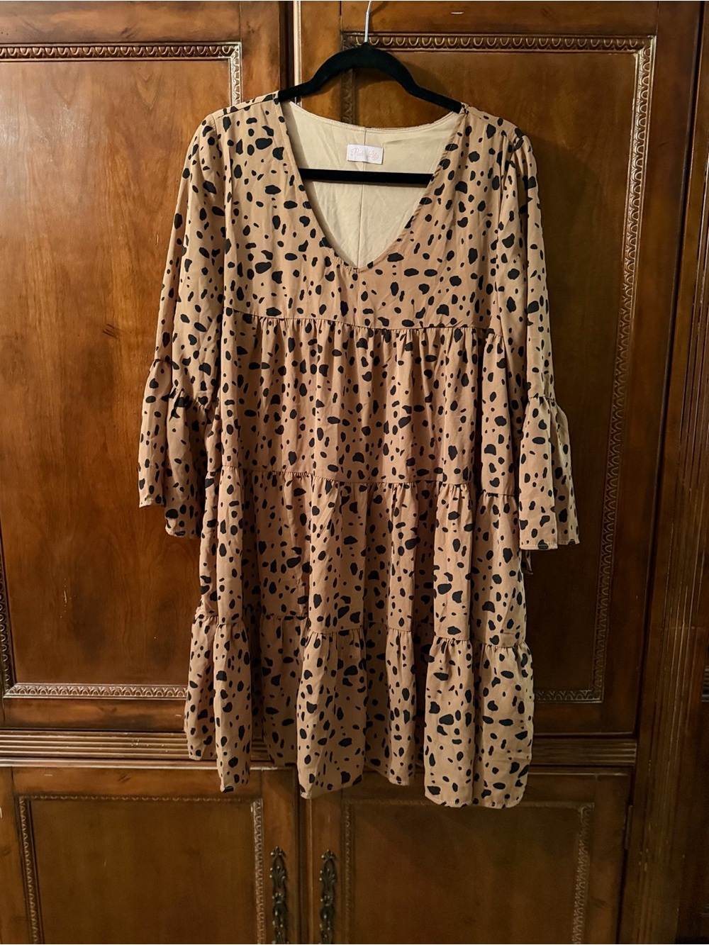 Pink Lilly cheetah Print Tiered V-Neck Dress